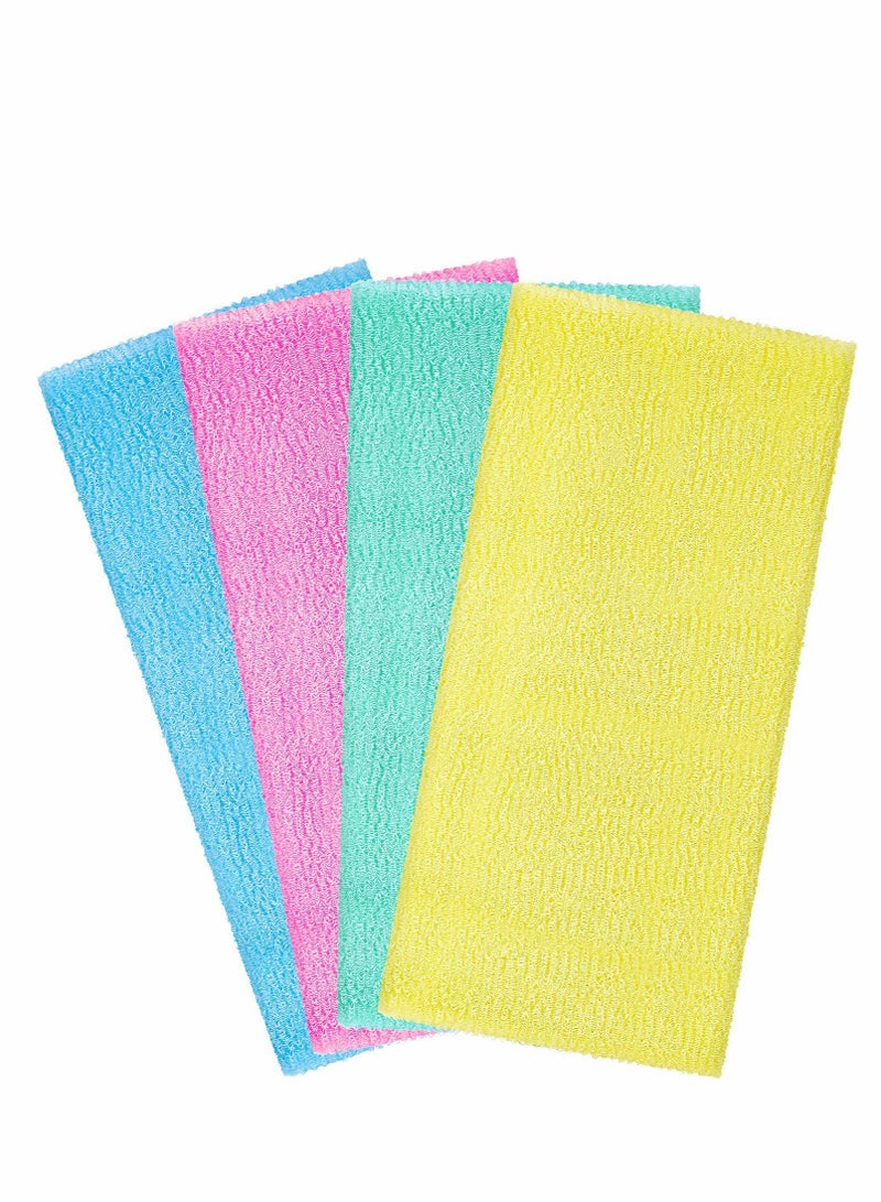 Bath Washcloth Exfoliating Washcloth Towel 4PCS Washcloth Nylon Beauty Skin Bath Wash Towel Sponge Back Scrubber Washer for Shower Body Scrub Rag Brush Loofah Exfoliator for Body Exfoliation