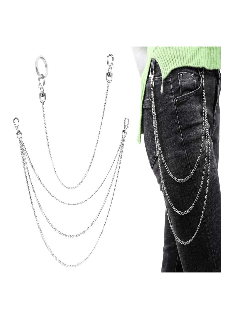 Belt Chain 3Pcs Metal Waist Chain Belts Pocket Chain Chains for Wallet Pants Jeans Goth Accessories for Jeans Skirts Pants Dresses Girls Women Goth Accessories for Men and Women