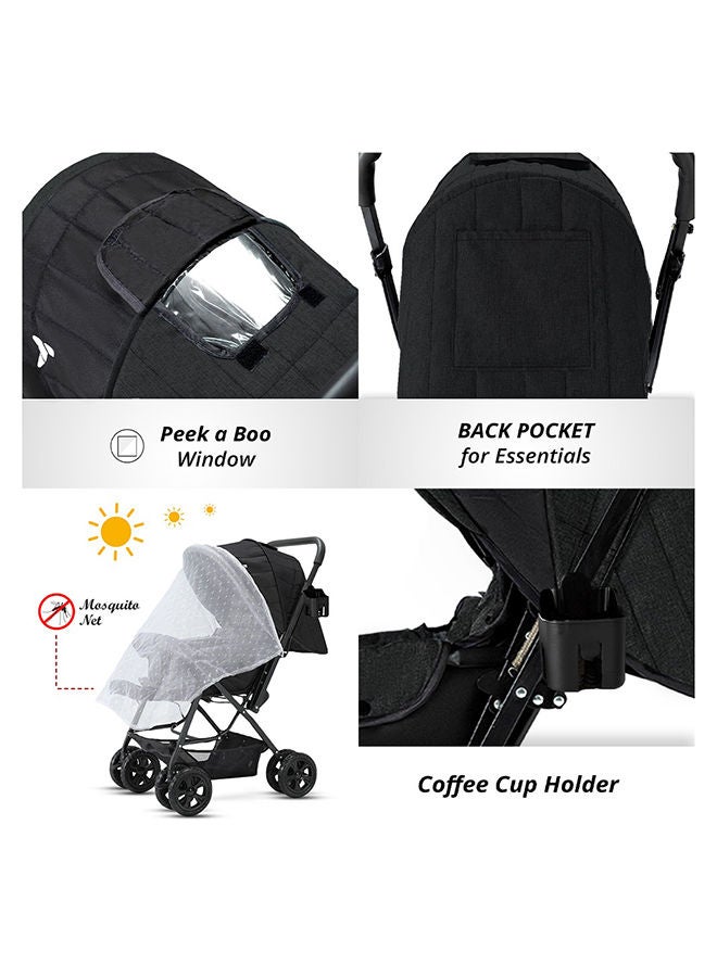 Reversible Look At Me Stroller With T Diaper Bag And Hooks And Changing Pad - Black