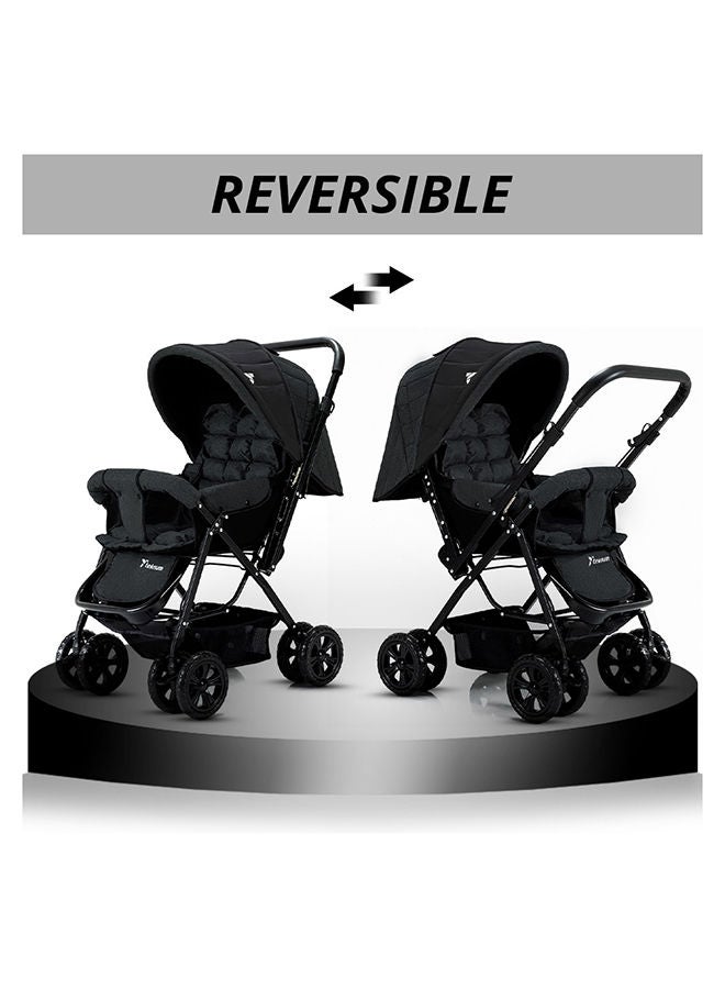 Reversible Look At Me Stroller With T Diaper Bag And Hooks And Changing Pad - Black