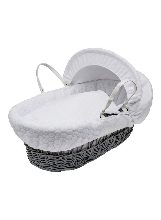 Honeycomb Wicker Moses Basket With Rocking Stand - White