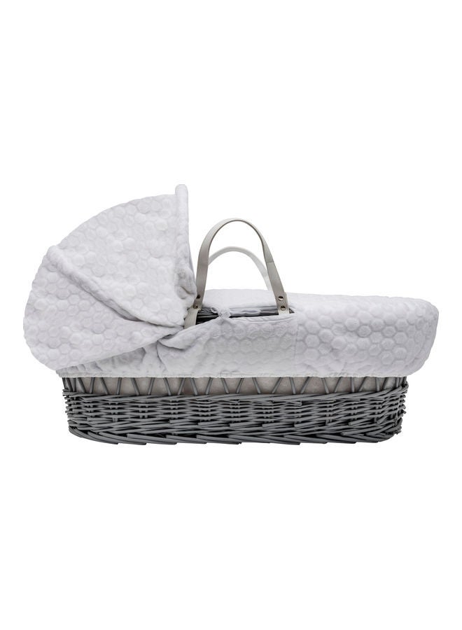 Honeycomb Wicker Moses Basket With Rocking Stand - White