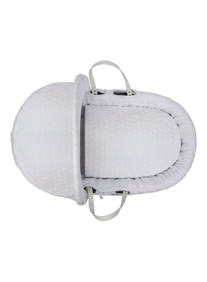 Honeycomb Wicker Moses Basket With Rocking Stand - White