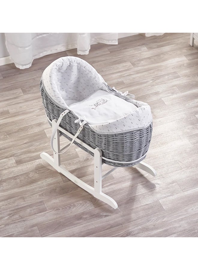 Sleepy Little Owl Grey Pod Moses Basket Grey