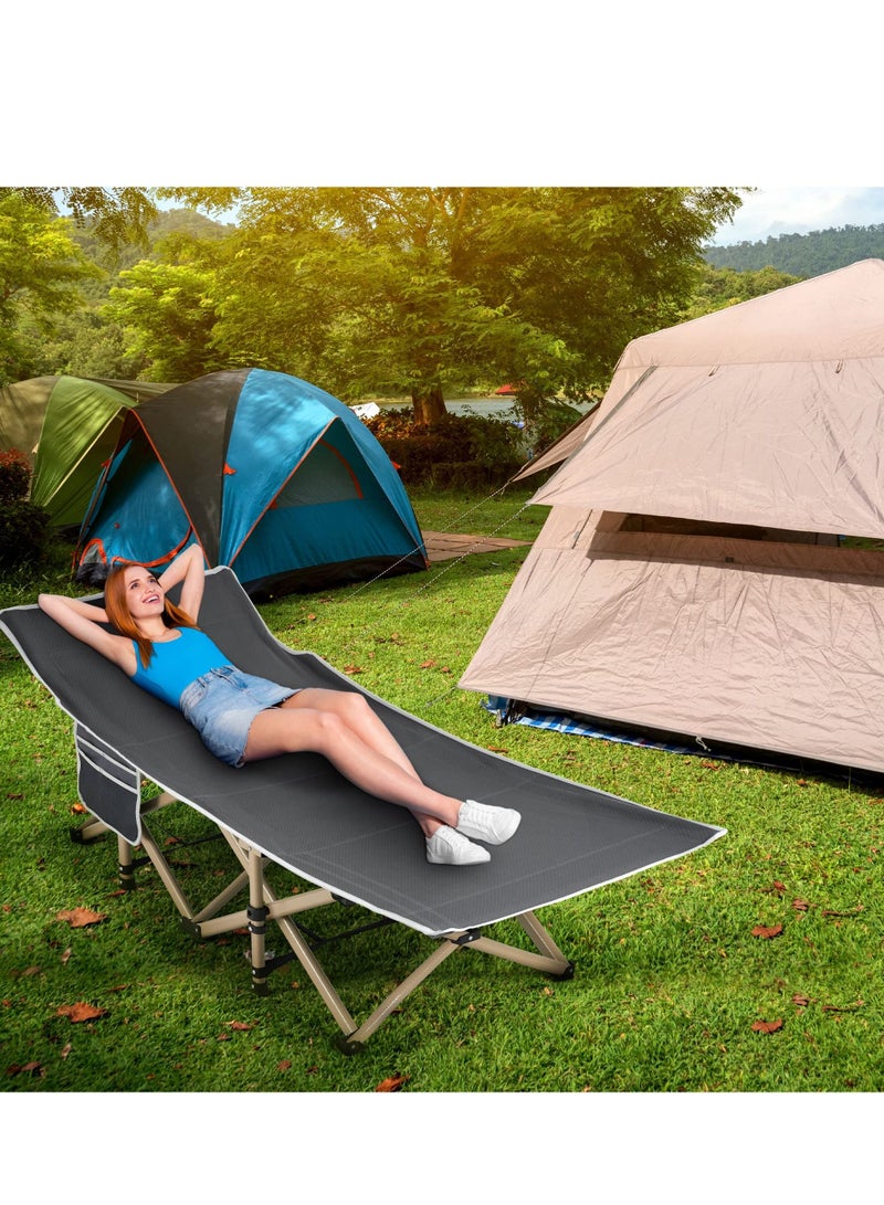 Folding camping cot, sleeping cot for adult, 190*71cm extra wide heavy duty camping cot max load 600LBS with carry bag, portable camping cot for outdoor camping/office, home nap