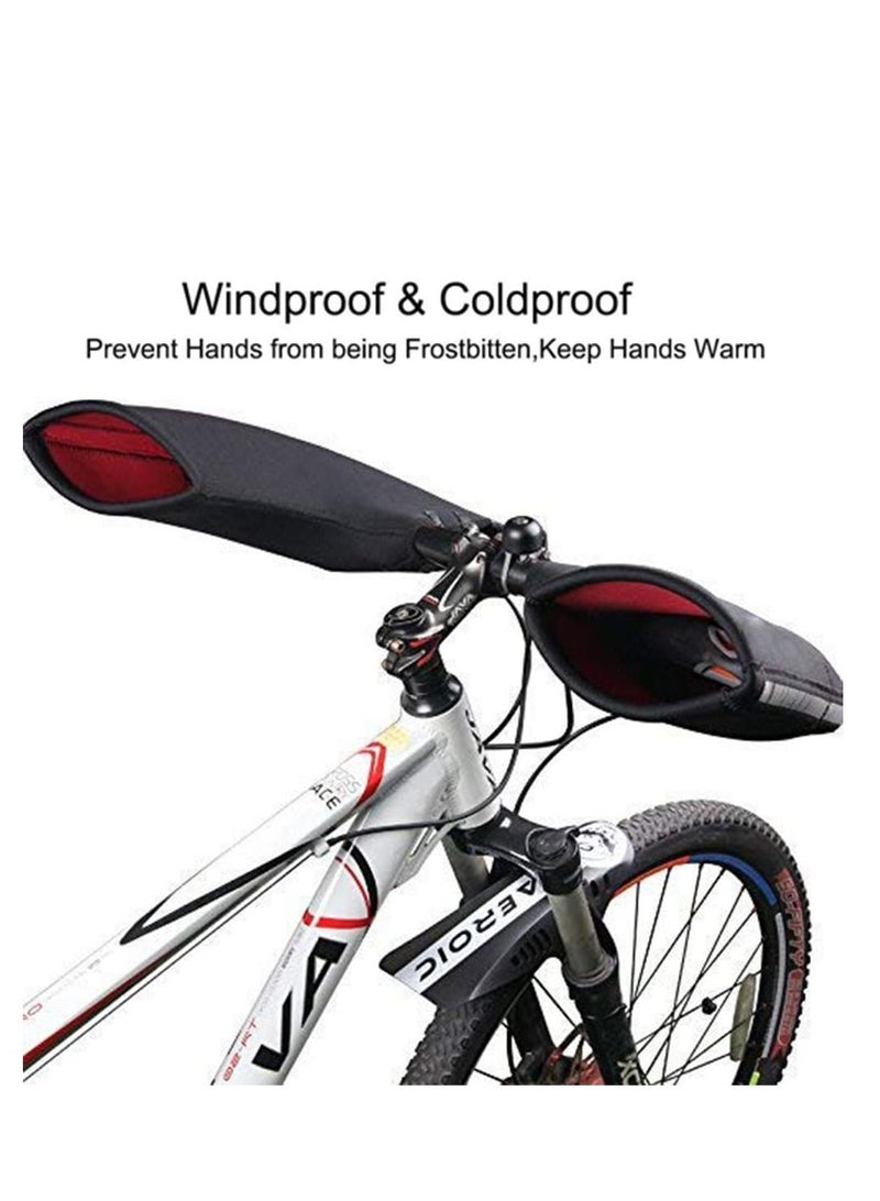 Mountain Bike Handlebar Mittens Gloves, Winter Unisex Bicycle Hands Warmer Covers Pogies Mitts Thermal Cover Cycling Hand Warm Windproof for