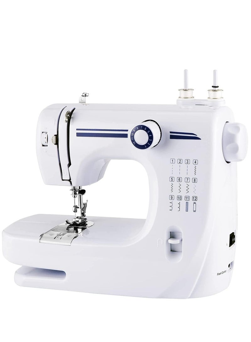Sewing Machine Portable Mini Sewing Machine Electric Household Mending Machine 12 Built-in Stitch Pattern Computerized Sewing Kit for Beginner Fabric Children Cloth Family DIY Craft Tailor Embroidery