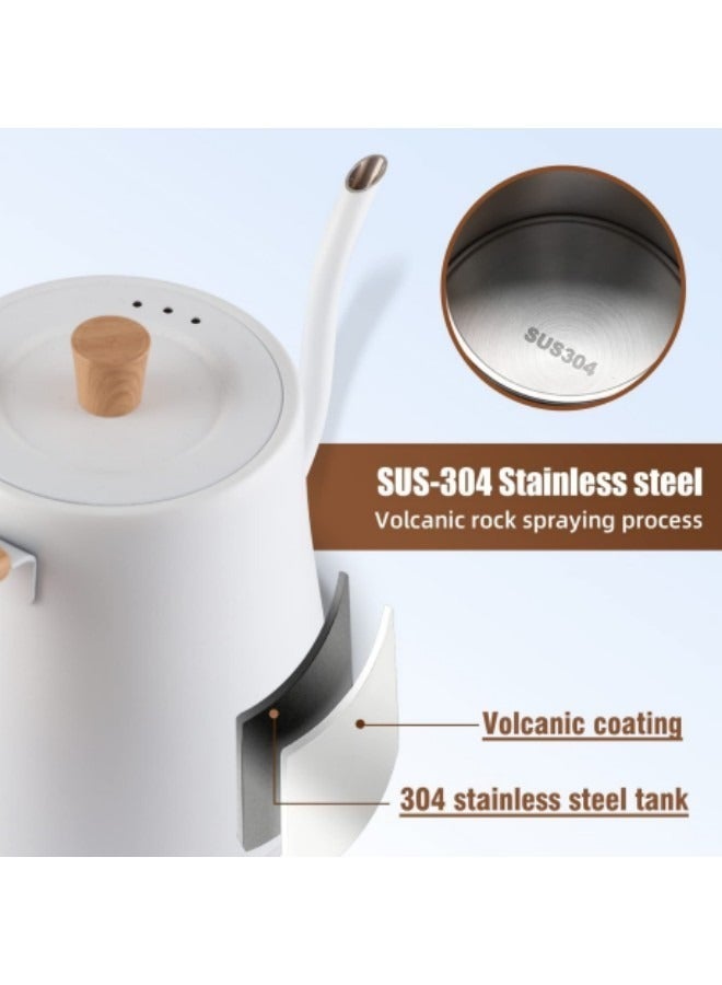 Gooseneck Electric Kettle Temperature Control 0.8L, 4 Modes Pour Over Coffee and Tea Kettle, 100% Stainless Steel Inner,1000W White