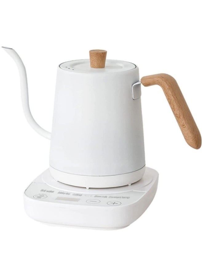Gooseneck Electric Kettle Temperature Control 0.8L, 4 Modes Pour Over Coffee and Tea Kettle, 100% Stainless Steel Inner,1000W White