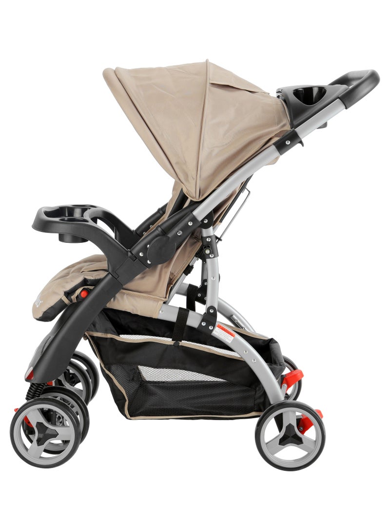 Lightweight And Foldable Baby Adjustable Stroller Wheels With Suspension For 6 To 36 Months - Khaki