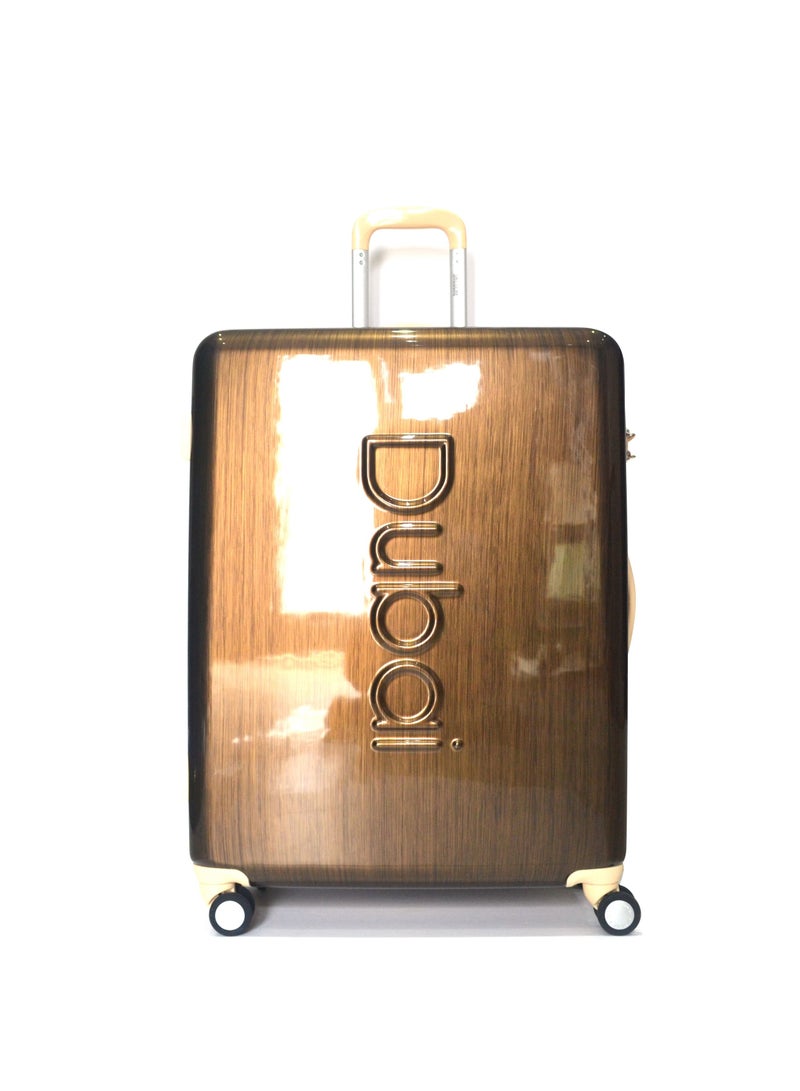 *Dubai* Lightweight Luggage Checked Bag- Durable Hard-Shell Luggage 28 Inches Suit Case for Travel | Large Hard sided Luggage with Spinner 4 Quiet 360° wheel (28-Inch) THABS-1199 Gold & Ivory