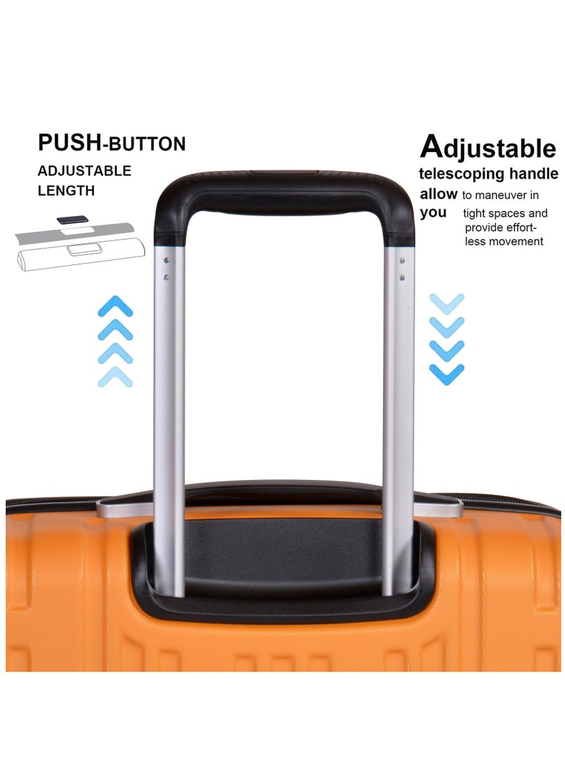 Hard Case Travel Bags Makrolon Polycarbonate Lightweight Expandable Zipper Trolley Luggage Set And Robust 4 Quiet Wheels With TSA Lock Kg82 Yellow