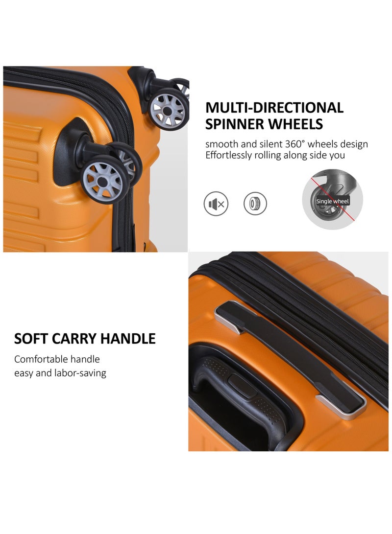 Hard Case Travel Bags Makrolon Polycarbonate Lightweight Expandable Zipper Trolley Luggage Set And Robust 4 Quiet Wheels With TSA Lock Kg82 Yellow