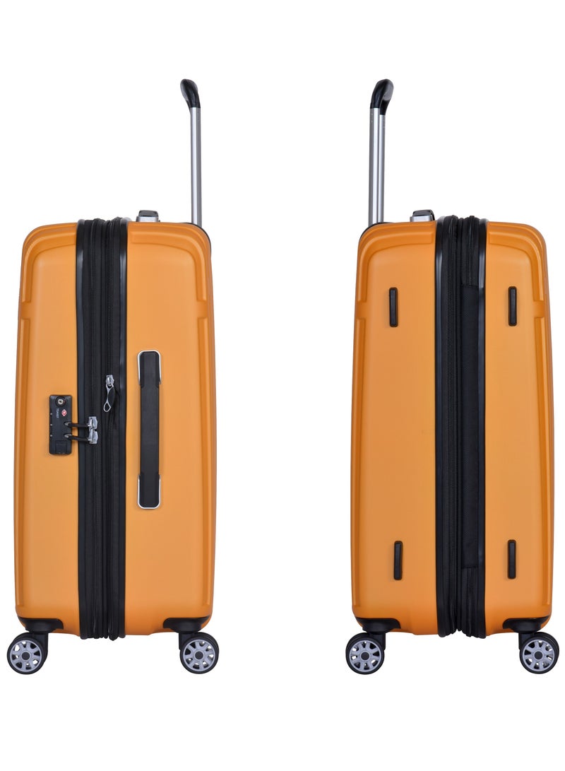 Hard Case Travel Bags Makrolon Polycarbonate Lightweight Expandable Zipper Trolley Luggage Set And Robust 4 Quiet Wheels With TSA Lock Kg82 Yellow