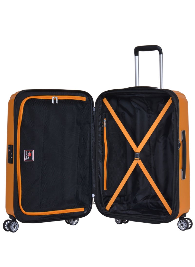 Hard Case Travel Bags Makrolon Polycarbonate Lightweight Expandable Zipper Trolley Luggage Set And Robust 4 Quiet Wheels With TSA Lock Kg82 Yellow