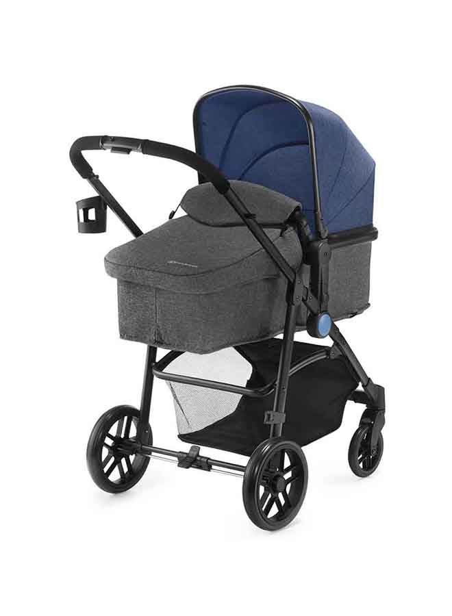 Juli 3 - In - 1 Travel System, Denim Blue, One-Hand Fold Stroller, Lockable Front Wheel Swivel, 5-Point Harness, Infant Car Seat (ECE Group 0+, 0-13kg) 3-Point Safety Belt