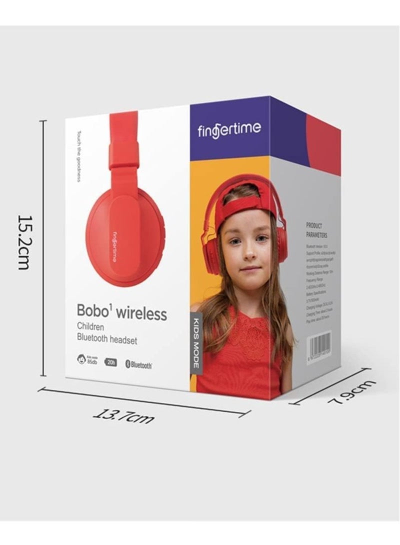 BOBO-1 Bluetooth Earbuds Bluetooth Headphones Over Ear Wireless Earphones Kids Headphones Soft Earmuffs & Lightweight for Long Time Wearing (Red)