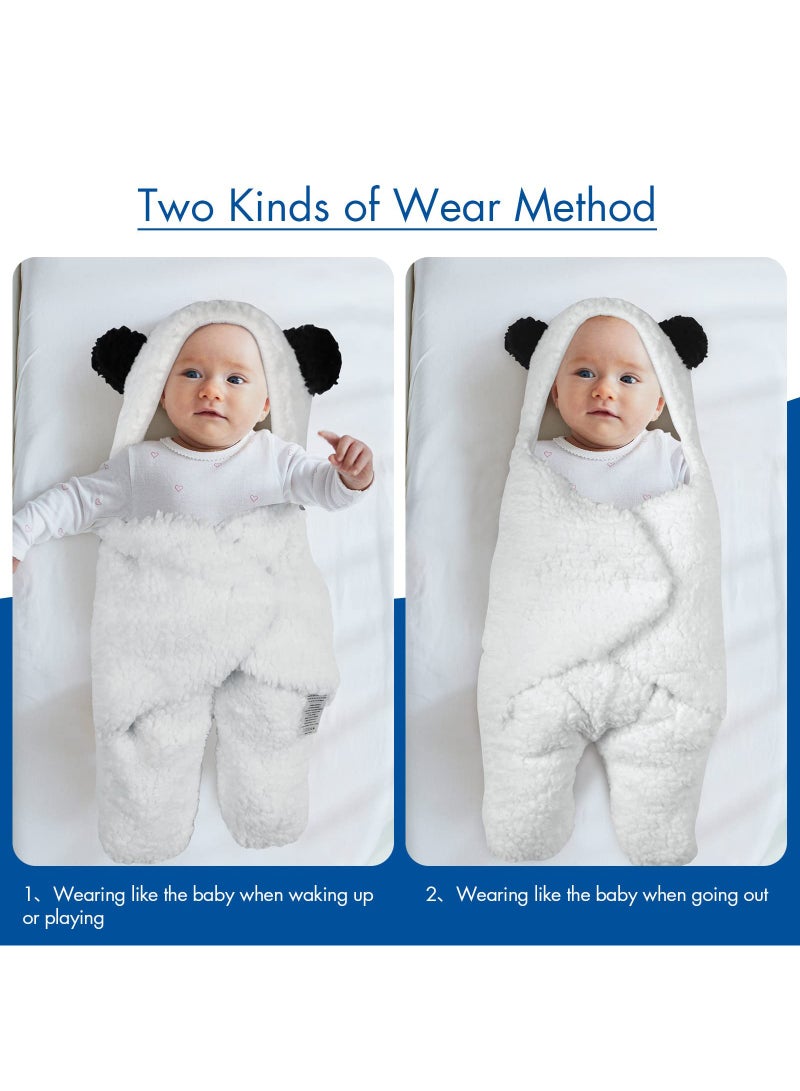 Baby Swaddle Blanket - Essential Newborn Plush Wrap Sleeping Bag and Receiving Blanket - Cute Panda Infant Clothes - Perfect for Boys and Girls