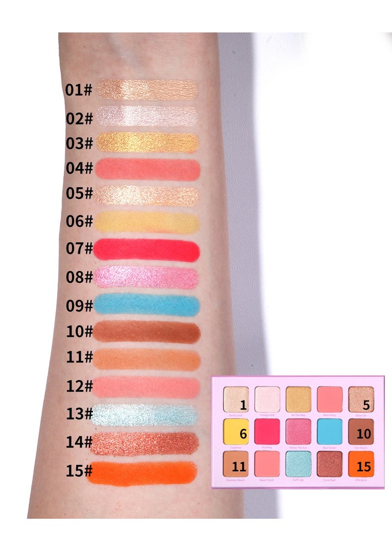 MAFFICK 15-Color Eyeshadow Palette- Matte & Shimmery Eyeshadow for High-Definition Eye Makeup: Waterproof, Sweat Resistant, & Long-lasting