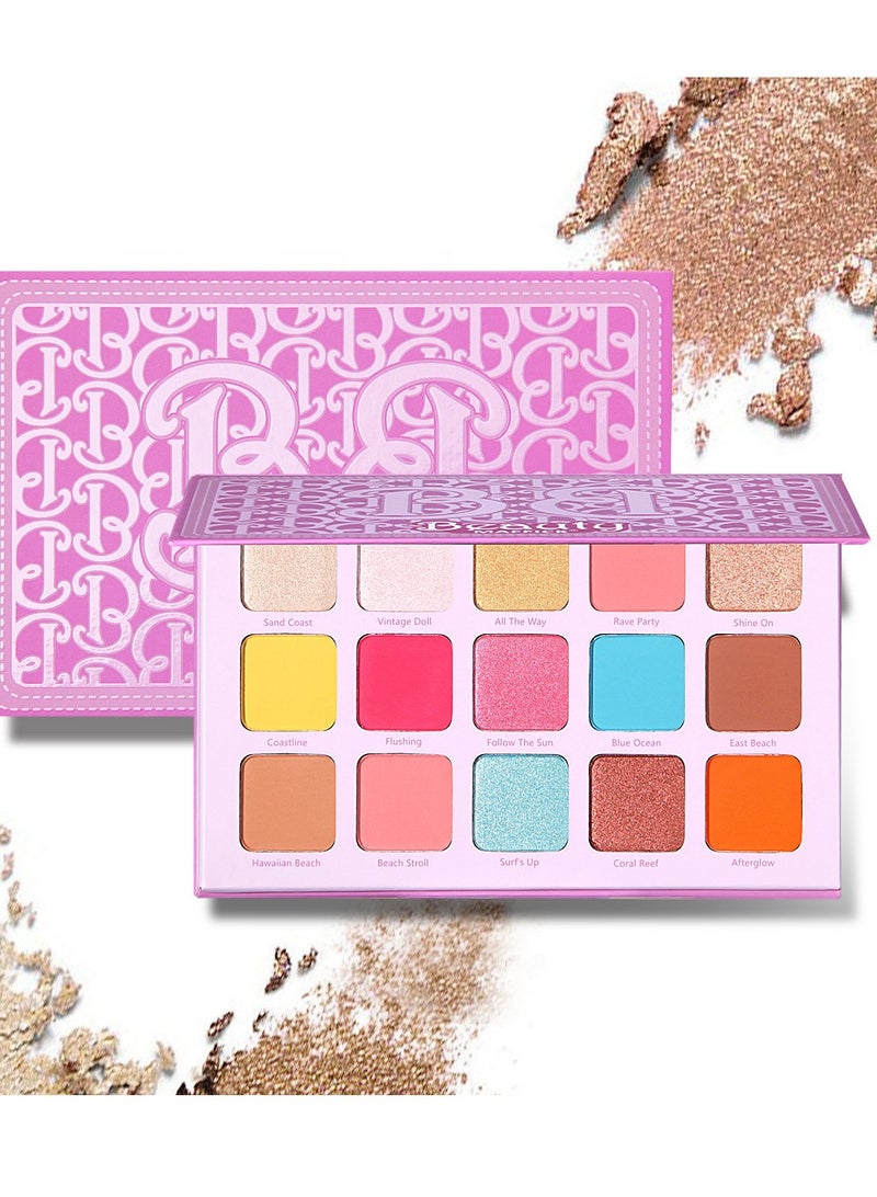 MAFFICK 15-Color Eyeshadow Palette- Matte & Shimmery Eyeshadow for High-Definition Eye Makeup: Waterproof, Sweat Resistant, & Long-lasting