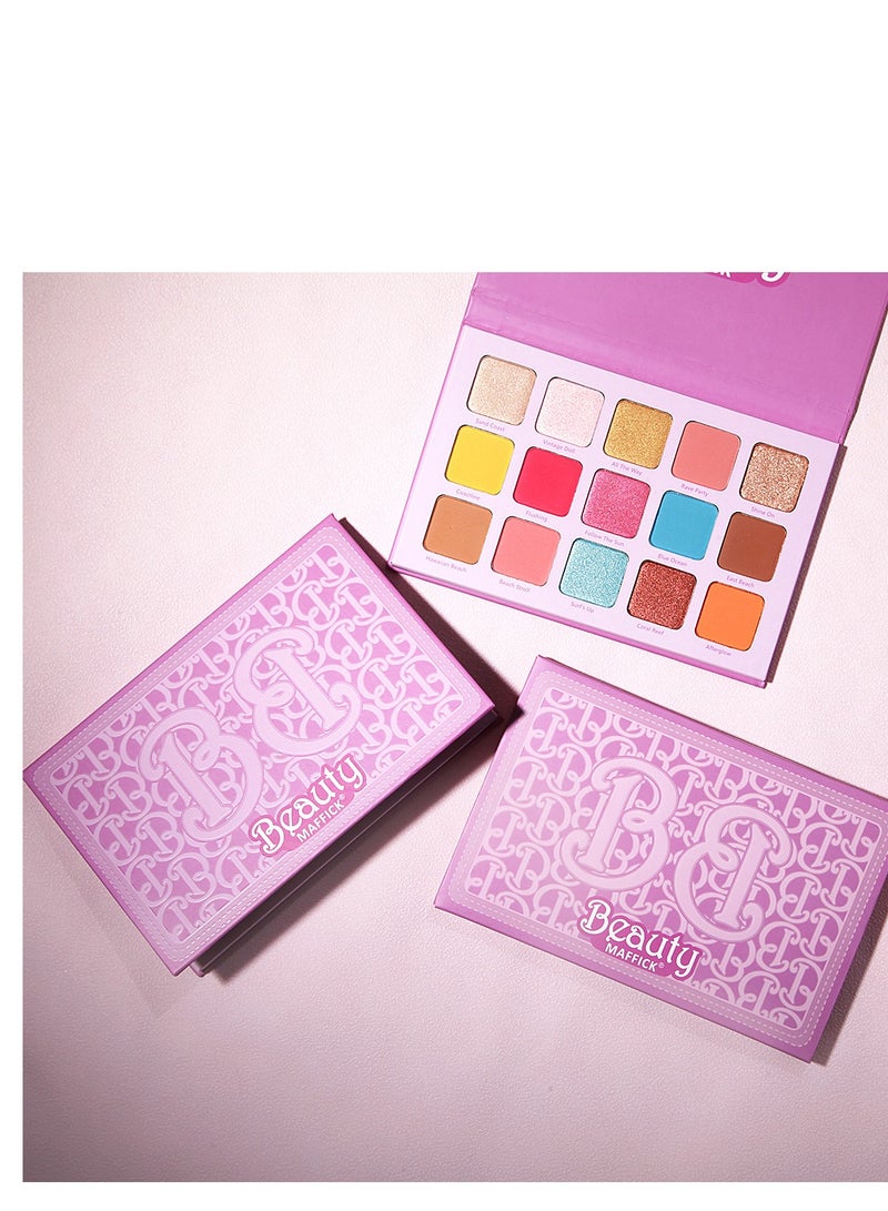 MAFFICK 15-Color Eyeshadow Palette- Matte & Shimmery Eyeshadow for High-Definition Eye Makeup: Waterproof, Sweat Resistant, & Long-lasting