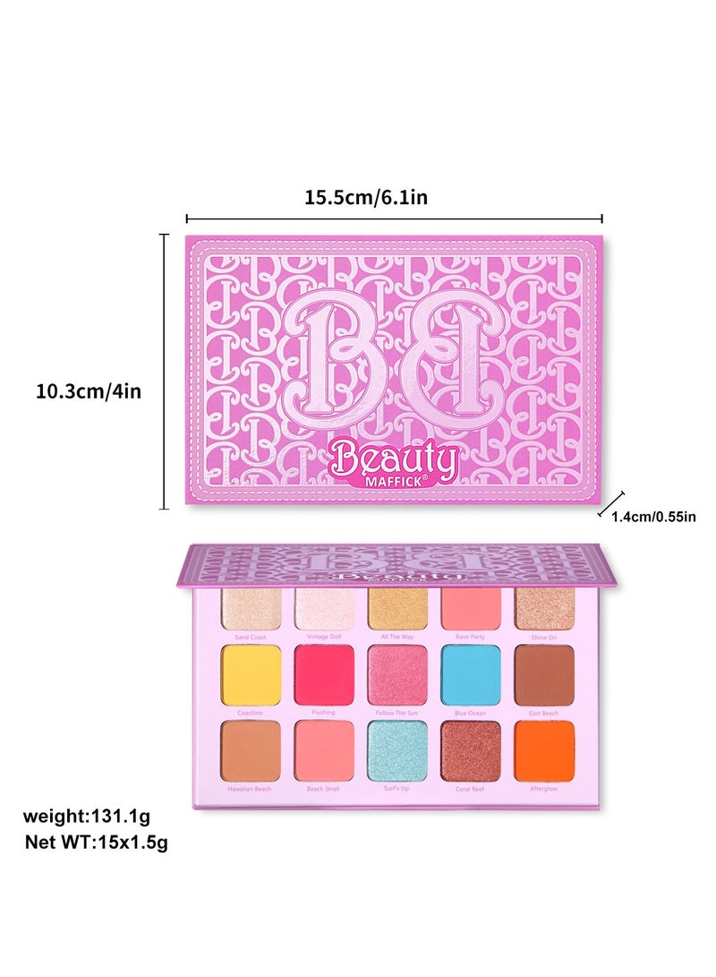 MAFFICK 15-Color Eyeshadow Palette- Matte & Shimmery Eyeshadow for High-Definition Eye Makeup: Waterproof, Sweat Resistant, & Long-lasting