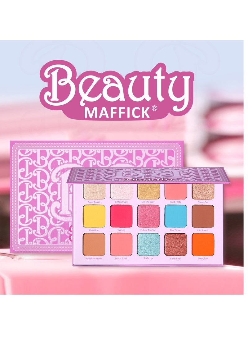 MAFFICK 15-Color Eyeshadow Palette- Matte & Shimmery Eyeshadow for High-Definition Eye Makeup: Waterproof, Sweat Resistant, & Long-lasting