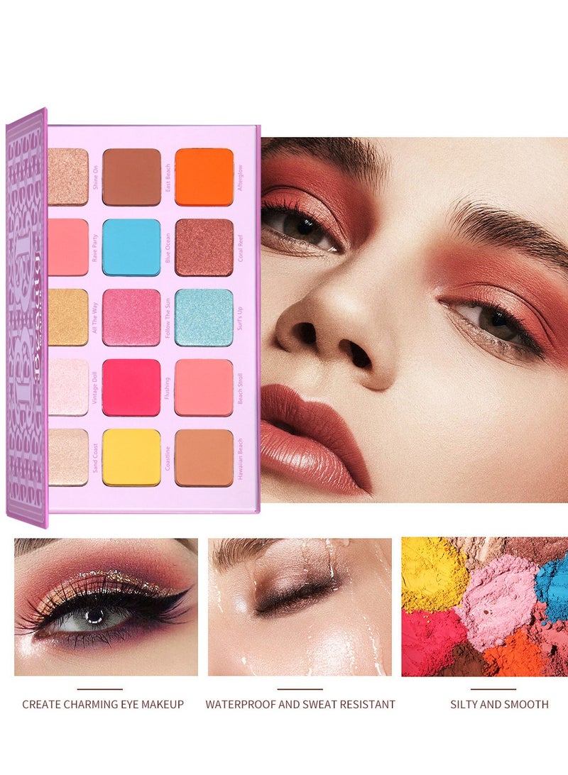 MAFFICK 15-Color Eyeshadow Palette- Matte & Shimmery Eyeshadow for High-Definition Eye Makeup: Waterproof, Sweat Resistant, & Long-lasting