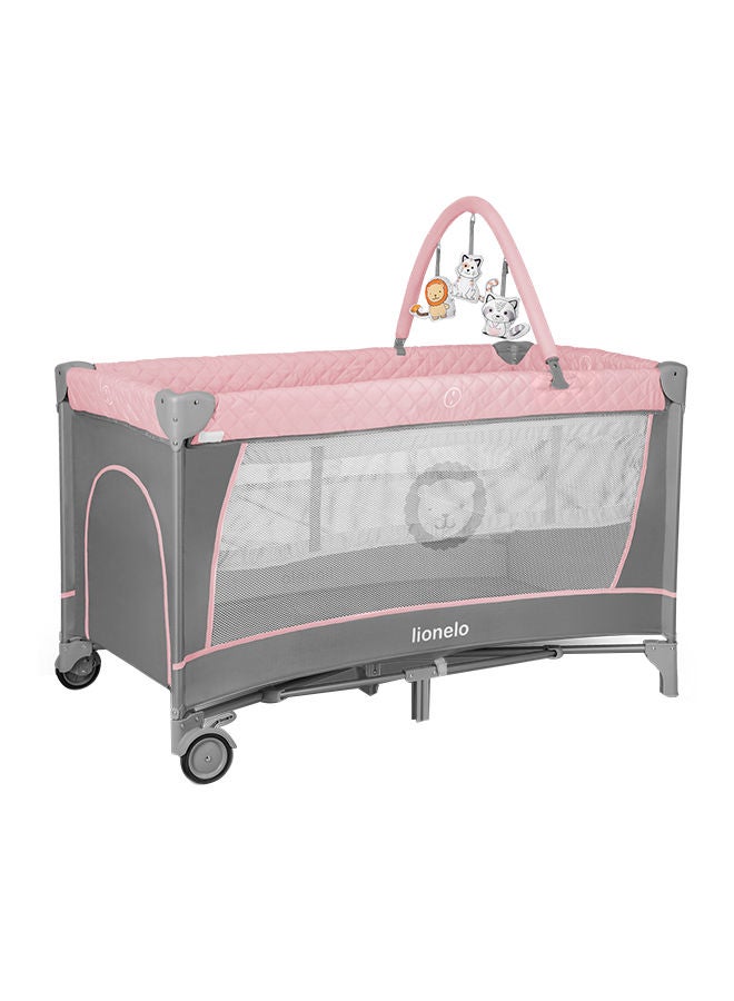 Flower 2 In 1 Travel Bed Baby Playpen, Flamingo Pink