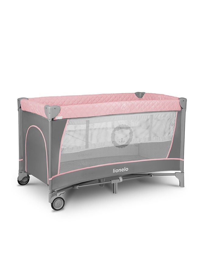 Flower 2 In 1 Travel Bed Baby Playpen, Flamingo Pink