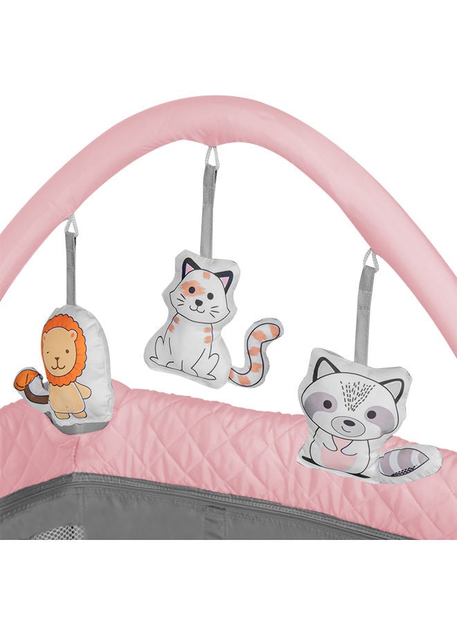 Flower 2 In 1 Travel Bed Baby Playpen, Flamingo Pink