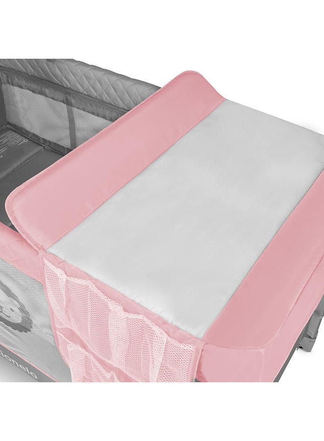 Flower 2 In 1 Travel Bed Baby Playpen, Flamingo Pink