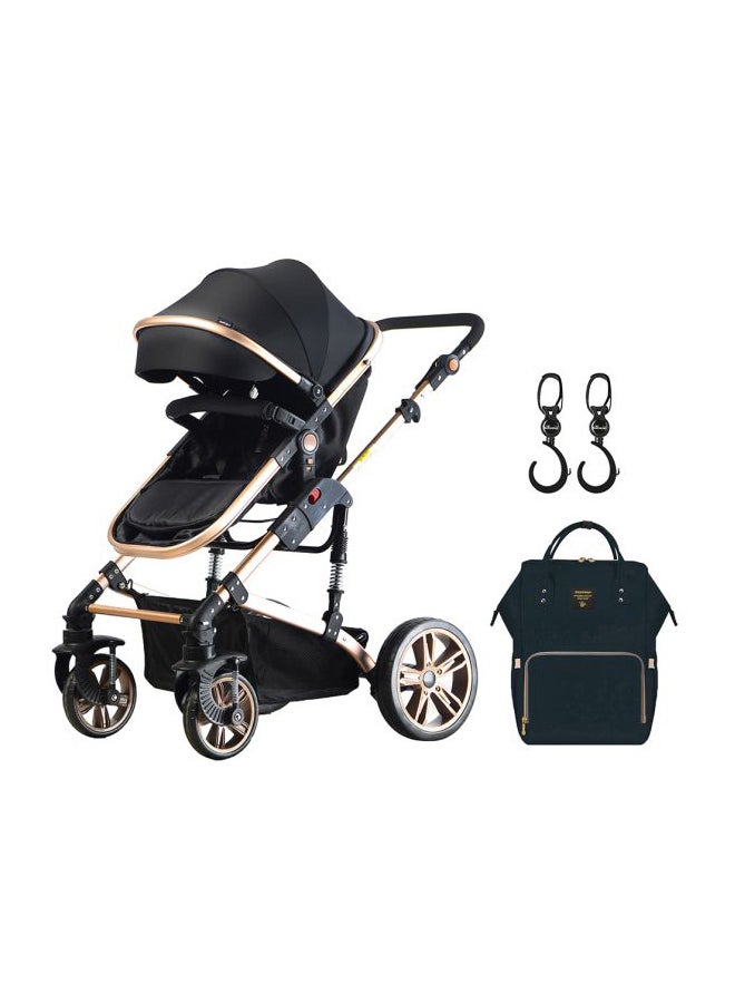 3 In 1 Stroller With Sunveno Diaper Bag And Hooks Black
