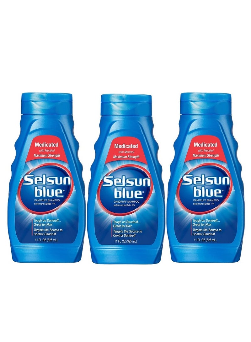 Selsun Blue Medicated Dandruff Shampoo 11 Ounce Bottles Pack of 3