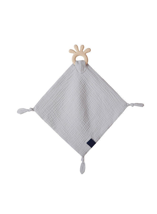 Soft Cotton Baby Appease Towel Comfortable Soothing Security Blanket with Teether Ring for Infants Toddlers