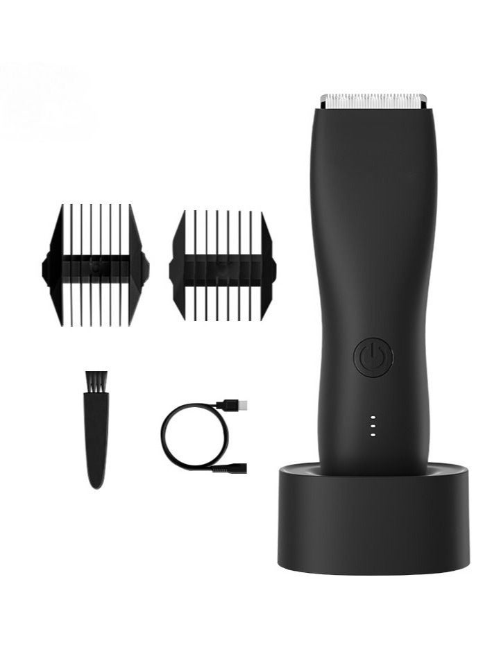 Electric Hair Trimmer for Men, Wet/Dry Body Clipper with Charging Base, Waterproof Shaver with Replaceable Ceramic Blade Heads