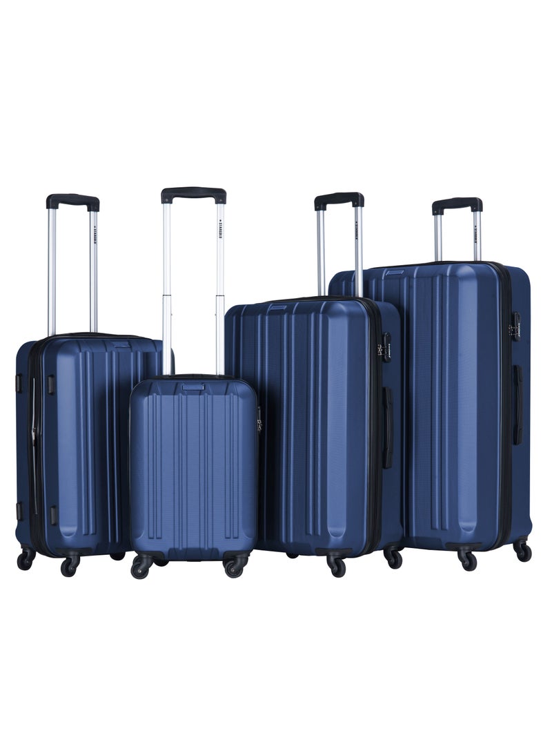 4 Pack Of Hardside Spinner Number Locked Luggage Trolley