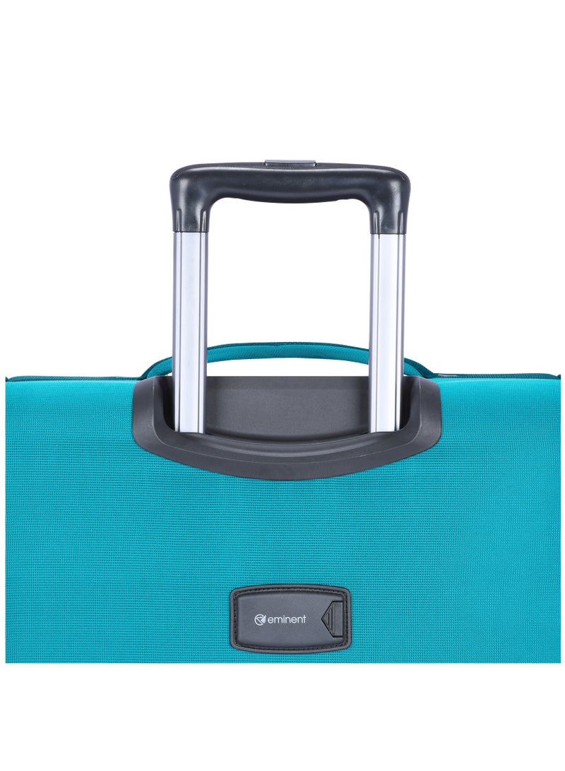 Unisex Soft Travel Bag Large Luggage Trolley Polyester Lightweight Expandable 4 Double Spinner Wheeled Suitcase with 3 Digit TSA lock E788 Green