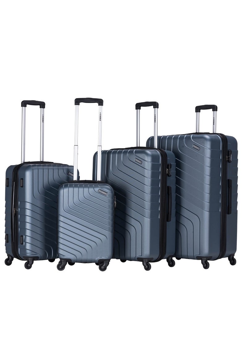 4 Pack Of Hardside Spinner Number Locked Luggage Trolley Bright Blue