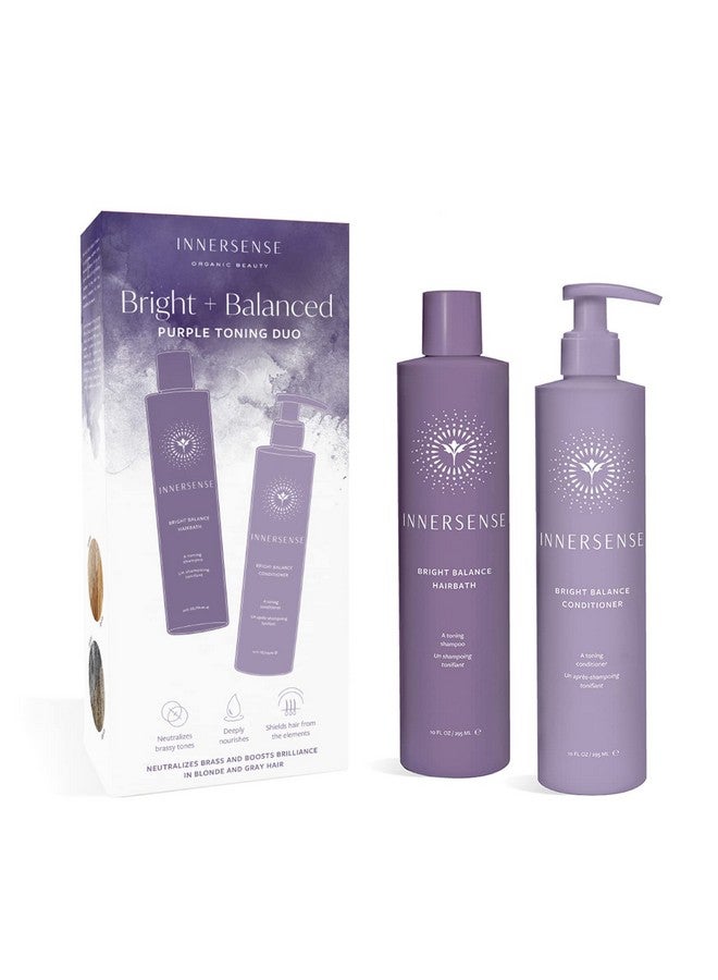 Organic Beauty Natural Bright + Balanced Purple Toning Shampoo + Conditioner Value Duo ; Nontoxic Crueltyfree Haircare (10 Fl Oz ; 295 Ml)