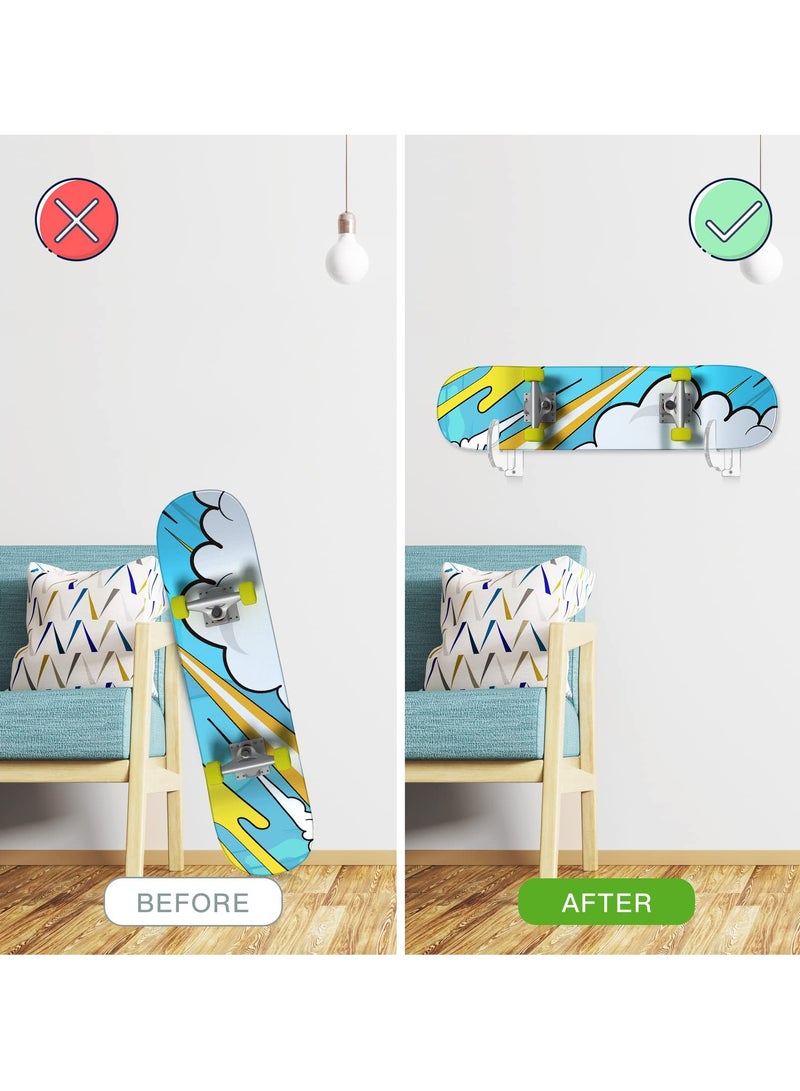SYOSI 2 Pcs Skateboard Display Racks, Wall Mount Skateboard Hanger, Acrylic Skateboard Holder for Skateboard/Snowboard, Skateboard Display Stand for Display and Storage (Transparent)