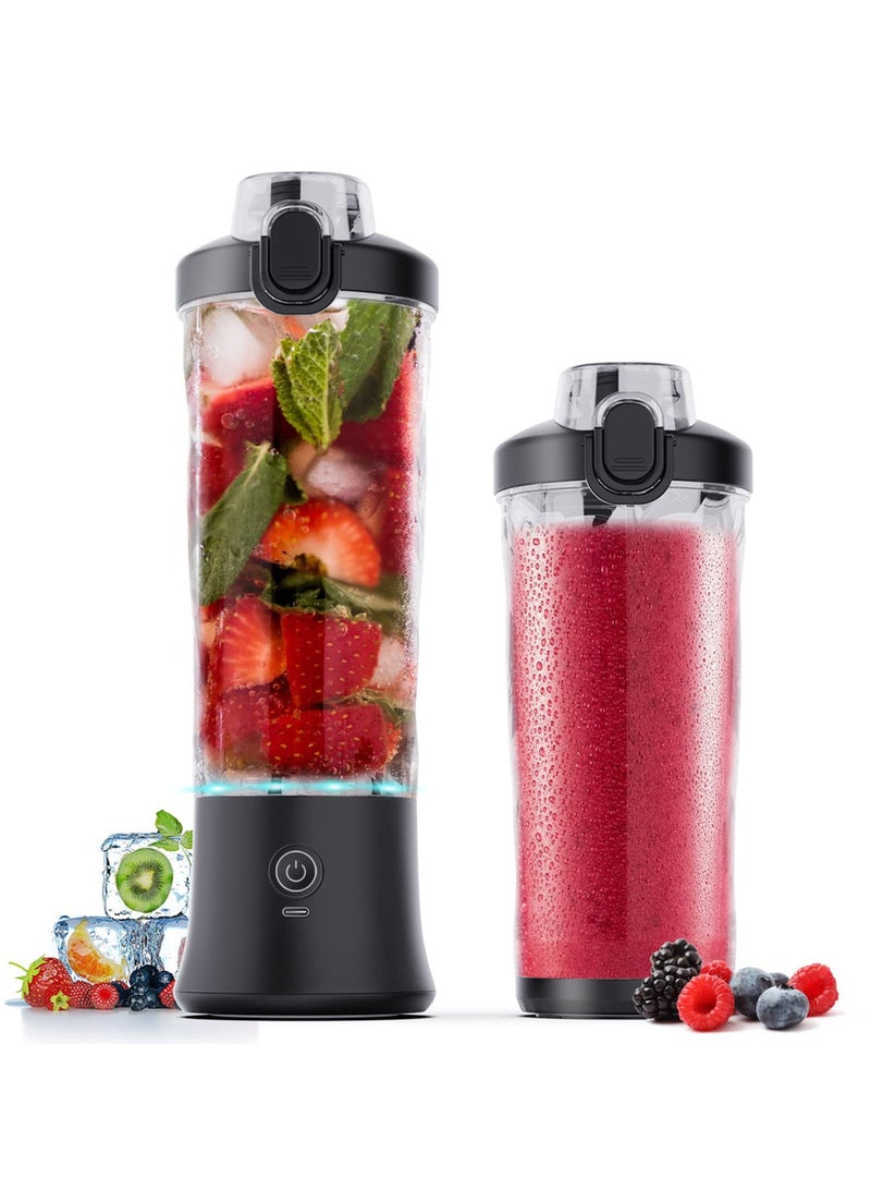 SYOSI Portable Blender, Shakes and Smoothies Waterproof Blender for Sports, Travel and Outdoors, Mini Blender USB Rechargeable  with 20 oz BPA Free Blender Cups with Travel Lid.