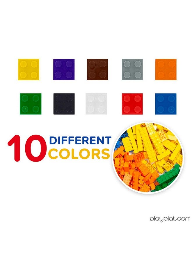 1100 Piece Building Bricks Set & Wheels Tires Axles Windows & Door Pieces Classic Colors Bulk Building Blocks Play Set For Boys And Girls Compatible With All Brands