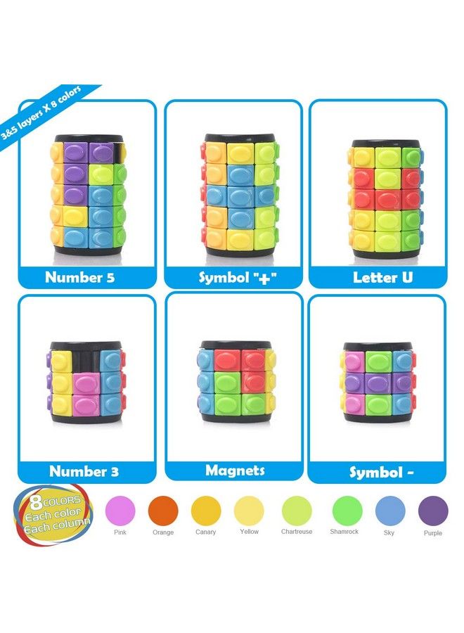 Rotate And Slide Puzzlepatented Fidget Cube(Restore Order/Create Patterns) 8 Colors,3 And 5 Layersdetach Piece For Quick Play,Fidget Toys,Brain Teaser,Sensory Toys,Easter Basket Stuffer