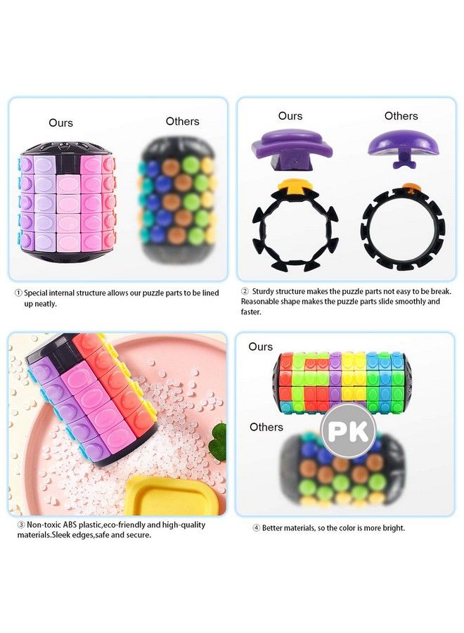 Rotate And Slide Puzzlepatented Fidget Cube(Restore Order/Create Patterns) 8 Colors,3 And 5 Layersdetach Piece For Quick Play,Fidget Toys,Brain Teaser,Sensory Toys,Easter Basket Stuffer