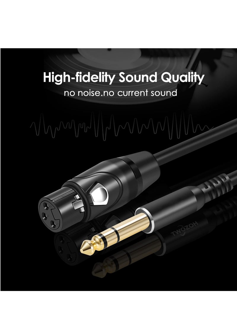 6.6FT XLR Female to 1/4 Inch TRS Cable - Professional Balanced Microphone Cable with Quarter Inch Jack, HiFi Quality