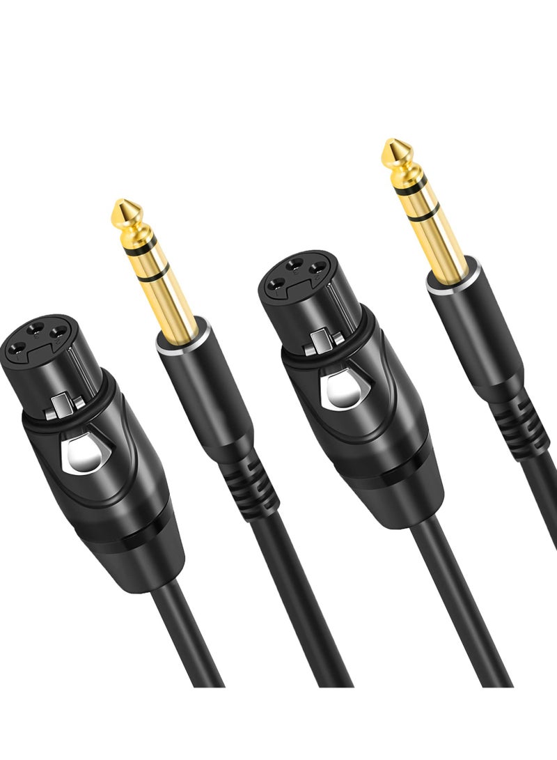 6.6FT XLR Female to 1/4 Inch TRS Cable - Professional Balanced Microphone Cable with Quarter Inch Jack, HiFi Quality