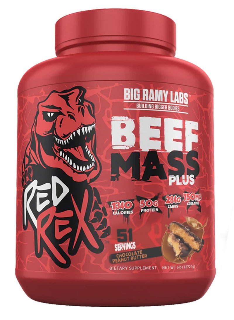 Red Rex Beef Mass Plus, High Calories ,Chocolate Peanut Butter, 6 LB