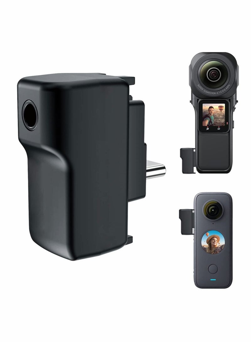 ONE X2 Dual Mic Adapter, Upgraded 3.5mm Input Mic Compatible with Insta360 ONE RS 1 Inch X2 Extrenal Microphones and USB-C Port, Insta360 ONE X2 Mic Action Camera Accesories