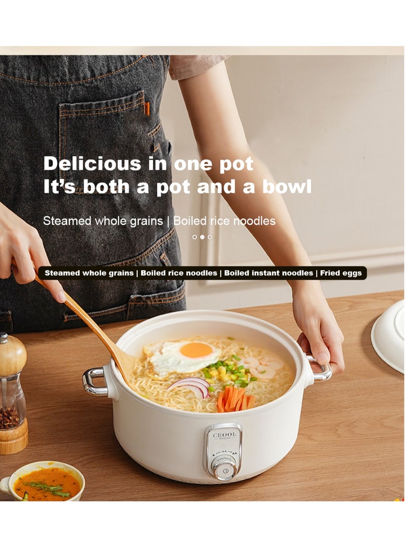 Electric Hot Pot 2.5L Multi-functional Stoveless Cooking Pot Temprature Control 750W Power Non Stick Pot Overheating Boiled and Dry Protection Stir Fry Soup and HotPot (CN 3 Pin Plug)